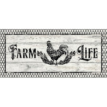 Mayberry Rug Mayberry Rug CC10509 20X44 20 x 44 in. Cozy Cabin Farm Life Whit Wash Printed Nylon Kitchen Mat & Rug CC10509 20X44